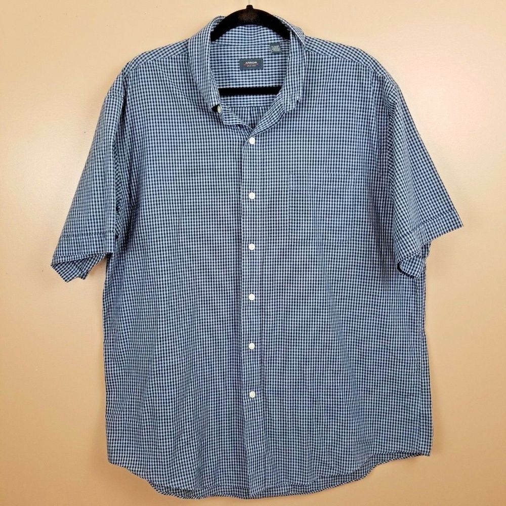 Arrow Men Sz XL Short Sleeve Button Down Navy